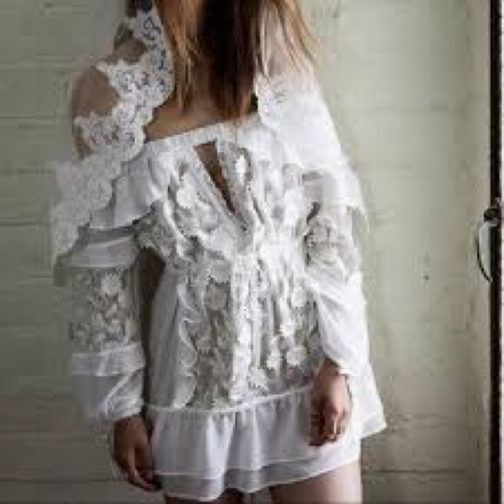 For Love And Lemons Off Shoulder Carolina Dress white Lace NWOT